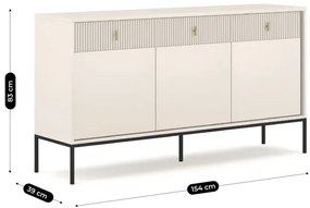 Kaszmirowa na czarnych nogach komoda ryflowana M9-G68