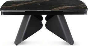 Stół Rozkładany Prostokątny VERONA 160-240 cm Ceramiczny Czarny Marmur/Czarny Nowoczesny