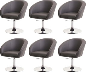 Krzesło do jadalni MCW-F19 (zestaw 6 sztuk), imitacja skóry, szary