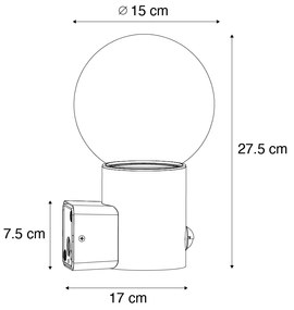 Zewnetrzna Lampa ścienna zewnętrzna czarna z opalowym szkłem z czujnikiem ruchu - Huma Nowoczesny Oswietlenie zewnetrzne