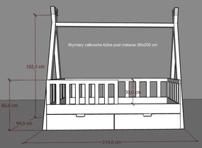 Drewniane łóżko dziecięce tipi Marulla 131G