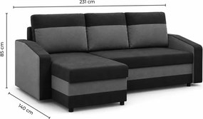 Narożnik Lahti z funkcją spania i pojemnikiem na pościel – nowoczesny, tapicerowany Mikrofazą