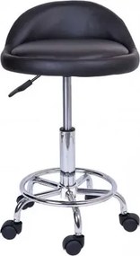 Czarny tapicerowany taboret obrotowy R1-H55