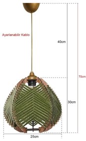 Ciemnozielono-naturalna lampa wisząca z tekstylnym kloszem ø 25 cm – Opviq lights