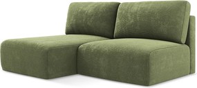 Otwarty Lewy narożnik z funkcją spania - z tkaniny szenilowej - zielony - KONA