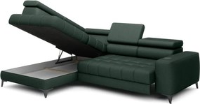 Narożnik BAGGIO Lewostronny z funkcją spania, wolnostojący tkanina LETTO 39 Ciemna Zieleń WERSAL