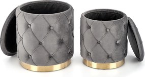 Zestaw 2 puf tapicerowanych tkaniną w stylu glamour Polly
