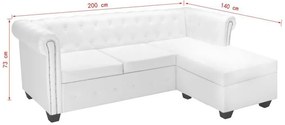 Narożnik z leżanką w stylu Chesterfield Xavier 4Q - biały