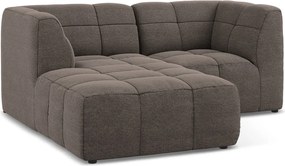 Brązowy narożnik z materiału bouclé (lewostronny/z szezlongiem) Aloha – Makamii