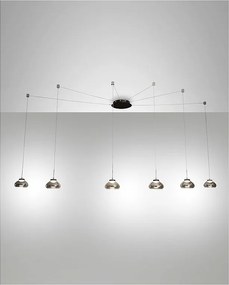 Lampa wisząca LED Arabella z metalu i dymionego szkła dmuchanego 3547-46-126 Fabas Luce