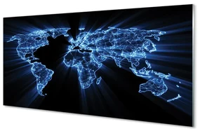 Szklany Panel Niebieska mapa