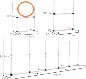 PawHut Zestaw do Ćwiczeń dla Psów 3-częściowy z Torbą do Przenoszenia Trening Agility Plastik Biały Żółty | Aosom PL