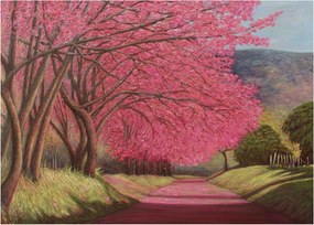 Obraz na szkle kwitnących drzew (70x50 cm)