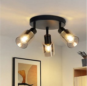 NETTLIFE Sufitowa lampa punktowa 3 płomienie czarna przemysłowa lampa sufitowa E14 do salonu