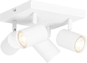 Nowoczesna lampa sufitowa biała 4-punktowa regulowana kwadratowa - Jeana