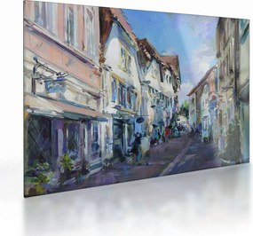 Obraz na szkle - Aleja starego miasta, malarstwo akrylowe (70x50 cm)