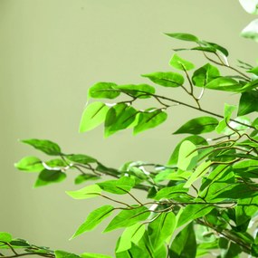 HOMCOM Sztuczny Ficus, realistyczny, łatwy w pielęgnacji, w komplecie z doniczką, wysokość 180 cm, Zielony