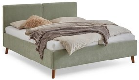 Jasnozielone tapicerowane łóżko dwuosobowe ze stelażem 160x200 cm Piano – Meise Möbel