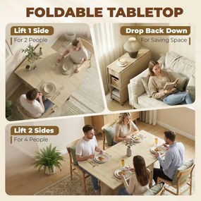 HOMCOM Rozkładany stół jadalniany dla 2–4 osób, stół na kółkach z otwartą półką i szufladą, idealny do małych przestrzeni, naturalny | Aosom PL