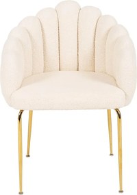 Białe metalowe krzesło boucle ze złotymi nogami D5-Z93