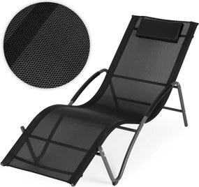 Leżak ogrodowy Sorella 033 - komfortowy, czarny leżak na taras, basen