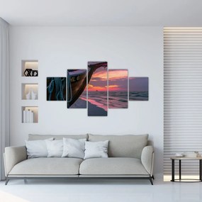 Obraz łodzi na brzegu (125x70 cm)