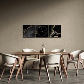 Obraz - Czarno - złoty marmur (z zegarem) (90x30 cm)