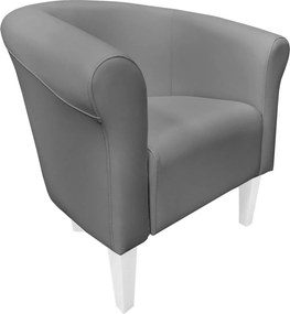 Fotel Milo tkanina Eko-skóra elegancki fotel do salonu i gabinetu : Kolor nogi - Biała, Kolor tkaniny - EKO-SKÓRA - 22D, Wysokość nogi - 20 cm