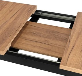 Zestaw Stół Rozkładany SKUBI 120-160 cm Dąb Craft/Czarny i 4 Krzesła Tapicerowane CHRIS Beżowe Nowoczesne