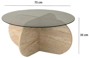 Stolik konferencyjny Bubble Travertine z ciemnym szkłem