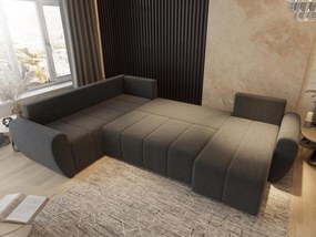 Masseno Narożnik MADISON z funkcją spania i pojemnikiem na pościel Narozniki U, Rozkładana sofa - Jasnoszary, SAWANA 21