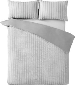 Szara pościel jednoosobowa 135x200 cm So Soft Seersucker Stripe – Catherine Lansfield