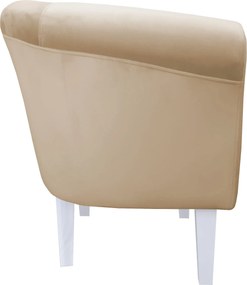 Fotel Milo tkanina Welur wygodny fotel tapicerowany do salonu i sypialni : Kolor nogi - Biała, Kolor tkaniny - VELVET - MG06, Wysokość nogi - 20 cm