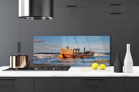 Panel Szklany Samotna Łódź Na Horyzoncie