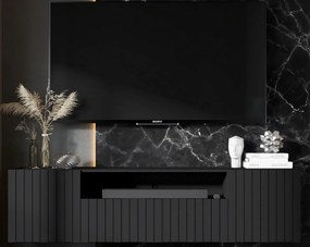 Wisząca szafka RTV ryflowana z wnęką Elpis 2 czarny mat