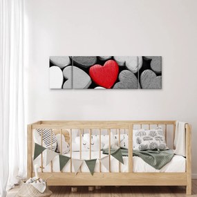 Obraz drewnianych serc (170x50 cm)