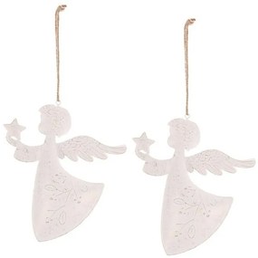Zawieszka świąteczna Anioł 2 szt., metal, biały