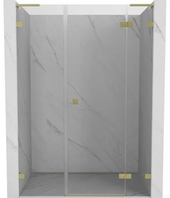 Mexen Lunar L drzwi prysznicowe uchylne prawe 135 cm, transparent, złote szczotkowane - 834SL-135-050-55-00-P