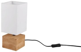 Biało-naturalna lampa stołowa z tekstylnym kloszem (wysokość 30 cm) Woody – Reality