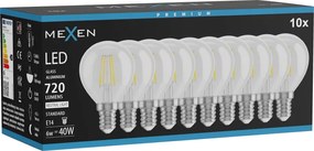Mexen Vintis 10x żarówka filament LED E14, G45, 6W, Neutralna - 4000K, 720 lm, clear - L156-E14-0640-00x10