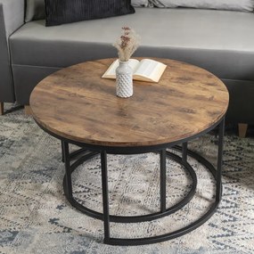Zestaw Stolików Kawowych FIGO MAX 60 cm/80 cm Dąb Rustykalny