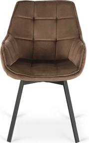 Krzesło Tapicerowane Obrotowe do Salonu LUNA Brązowe Nowoczesne Loft