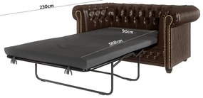 Ciemnobrązowa rozkładana sofa z imitacji skóry 148 cm York – Ropez