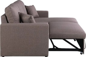 Kanapa narożna rozkładana "Alain" ze skrzynią na pościel - 221 x 145 x 85 cm - 3 miejsca - Brązowo-szara