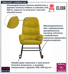 Żółty tapicerowany fotel bujany C7-R57
