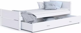 Łóżko dziecięce Modig 90x200 z szufladą białe/szare stelaż Flex