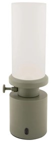Lampa stołowa LED w kolorze khaki ze ściemniaczem i metalowo-szklanym kloszem (wysokość 29,5 cm) Camp – Leitmotiv