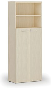 Szafa biurowa kombinowana PRIMA WOOD, drzwi na 4 poziomach, 800 x 420 x 2128 mm, brzoza