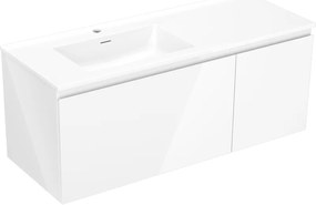 Mexen Orio szafka łazienkowa 120 cm z umywalką Otis lewą, 1S, 1D, biała połysk - 91A13-12047-3-BBFF00-W18L00