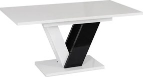 Stół Prostokątny Rozkładany CLARK 120-160 cm Czarny/Biały Połysk Glamour